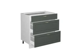 Vicco Küchenunterschrank Fame-Line Grün-Gold Landhaus/Weiß 80 cm mit 3 Schubladen ohne Arbeitsplatte