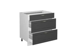 Vicco Küchenunterschrank Fame-Line Anthrazit-Gold/Weiß 80 cm mit 3 Schubladen ohne Arbeitsplatte