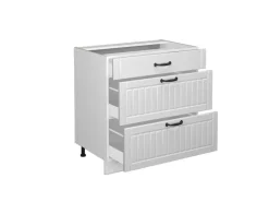 Vicco Küchenunterschrank Fame-Line Weiß Landhaus/Weiß 80 cm mit 3 Schubladen ohne Arbeitsplatte