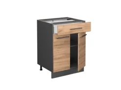 Vicco Küchenunterschrank Fame-Line Goldkraft Eiche/Anthrazit 60 cm mit Schublade AP Eiche