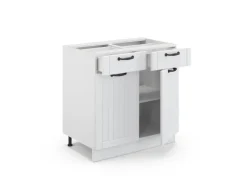 Vicco Küchenunterschrank Fame-Line Weiß Landhaus/Weiß 80 cm ohne Arbeitsplatte