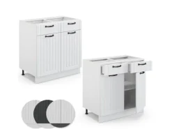 Vicco Küchenunterschrank Fame-Line Weiß Landhaus/Weiß 80 cm ohne Arbeitsplatte