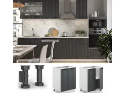 Vicco Küchenunterschrank Fame-Line Anthrazit/Weiß 60 cm ohne Arbeitsplatte