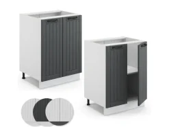 Vicco Küchenunterschrank Fame-Line Anthrazit/Weiß 60 cm ohne Arbeitsplatte
