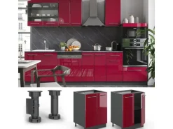 Vicco Küchenunterschrank Fame-Line Bordeaux Hochglanz/Anthrazit 60 cm ohne Arbeitsplatte
