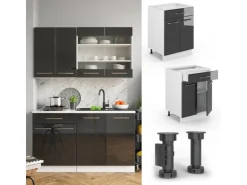 Vicco Küchenunterschrank Fame-Line Anthrazit Hochglanz/Weiß 60 cm mit Schublade ohne Arbeitsplatte