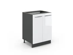 Vicco Küchenunterschrank Fame-Line Weiß Hochglanz/Anthrazit 60 cm ohne Arbeitsplatte