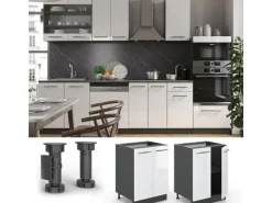 Vicco Küchenunterschrank Fame-Line Weiß Hochglanz/Anthrazit 60 cm ohne Arbeitsplatte