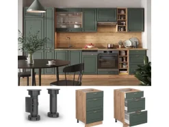 Vicco Küchenunterschrank Fame-Line Grün-Gold Landhaus/Goldkraft Eiche 50 cm ohne Arbeitsplatte