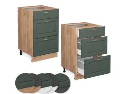 Vicco Küchenunterschrank Fame-Line Grün-Gold Landhaus/Goldkraft Eiche 50 cm ohne Arbeitsplatte