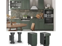 Vicco Küchenunterschrank Fame-Line Grün-Gold Landhaus/Anthrazit 40 cm ohne Arbeitsplatte