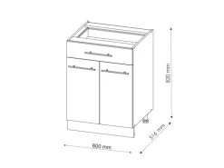 Vicco Küchenunterschrank Fame-Line Bordeaux Hochglanz 60 cm mit Schublade ohne Arbeitsplatte