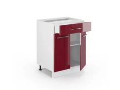 Vicco Küchenunterschrank Fame-Line Bordeaux Hochglanz 60 cm mit Schublade ohne Arbeitsplatte