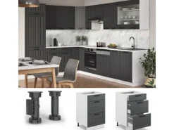 Vicco Küchenunterschrank Fame-Line Anthrazit/Weiß 50 cm ohne Arbeitsplatte