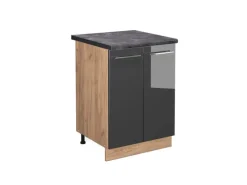 Vicco Küchenunterschrank Fame-Line Anthrazit Hochglanz/Goldkraft Eiche 60 cm AP Anthrazit