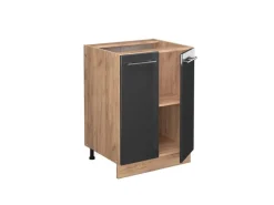 Vicco Küchenunterschrank Fame-Line Anthrazit Hochglanz/Goldkraft Eiche 60 cm AP Anthrazit