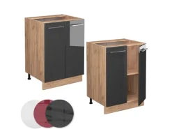 Vicco Küchenunterschrank Fame-Line Anthrazit Hochglanz/Goldkraft Eiche 60 cm AP Anthrazit