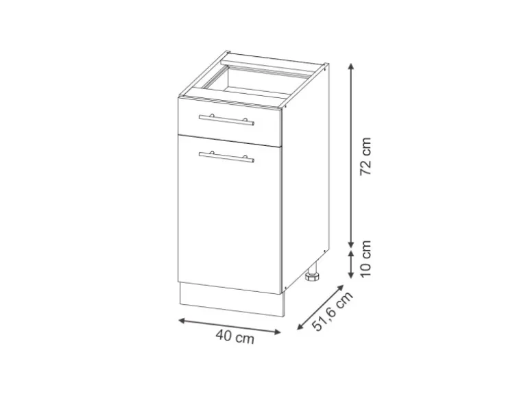 Vicco Küchenunterschrank Fame-Line Dunkelblau Hochglanz/Weiß 40 cm AP Anthrazit