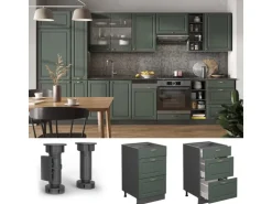 Vicco Küchenunterschrank Fame-Line Grün-Gold Landhaus/Anthrazit 50 cm ohne Arbeitsplatte