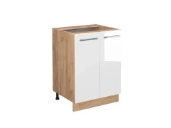 Vicco Küchenunterschrank Fame-Line Weiß Hochglanz/Goldkraft Eiche 60 cm ohne Arbeitsplatte