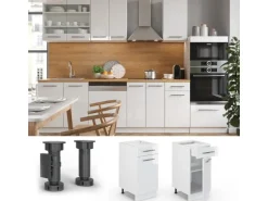 Vicco Küchenunterschrank Fame-Line Weiß Hochglanz/Weiß 40 cm ohne Arbeitsplatte