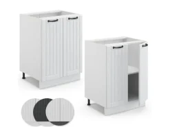 Vicco Küchenunterschrank Fame-Line Weiß Landhaus/Weiß 60 cm ohne Arbeitsplatte