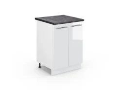 Vicco Küchenunterschrank Fame-Line Weiß Hochglanz/Weiß 60 cm AP Anthrazit