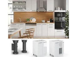 Vicco Küchenunterschrank Fame-Line Weiß Hochglanz/Weiß 60 cm AP Anthrazit