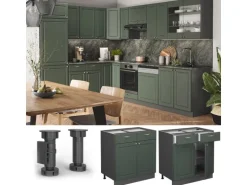 Vicco Küchenunterschrank Fame-Line Grün-Gold Landhaus/Anthrazit 80 cm ohne Arbeitsplatte