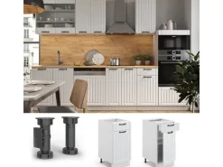 Vicco Küchenunterschrank Fame-Line Weiß Landhaus/Weiß 40 cm ohne Arbeitsplatte