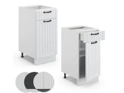 Vicco Küchenunterschrank Fame-Line Weiß Landhaus/Weiß 40 cm ohne Arbeitsplatte