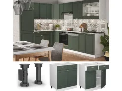 Vicco Küchenunterschrank Fame-Line Grün-Gold Landhaus/Weiß 80 cm ohne Arbeitsplatte