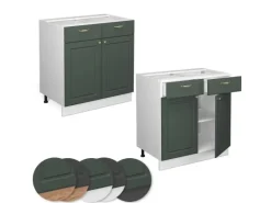 Vicco Küchenunterschrank Fame-Line Grün-Gold Landhaus/Weiß 80 cm ohne Arbeitsplatte