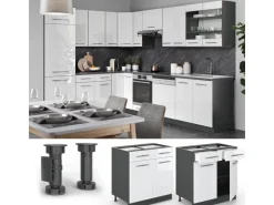 Vicco Küchenunterschrank Fame-Line Weiß Hochglanz/Anthrazit 80 cm ohne Arbeitsplatte