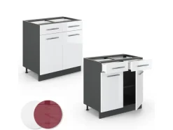 Vicco Küchenunterschrank Fame-Line Weiß Hochglanz/Anthrazit 80 cm ohne Arbeitsplatte