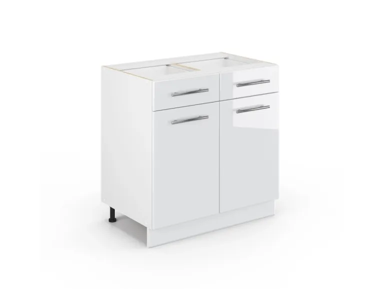 Vicco Küchenunterschrank Fame-Line Weiß Hochglanz/Weiß 80 cm ohne Arbeitsplatte