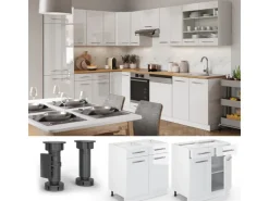 Vicco Küchenunterschrank Fame-Line Weiß Hochglanz/Weiß 80 cm ohne Arbeitsplatte