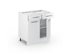 Vicco Küchenunterschrank Fame-Line Weiß Hochglanz/Weiß 80 cm ohne Arbeitsplatte