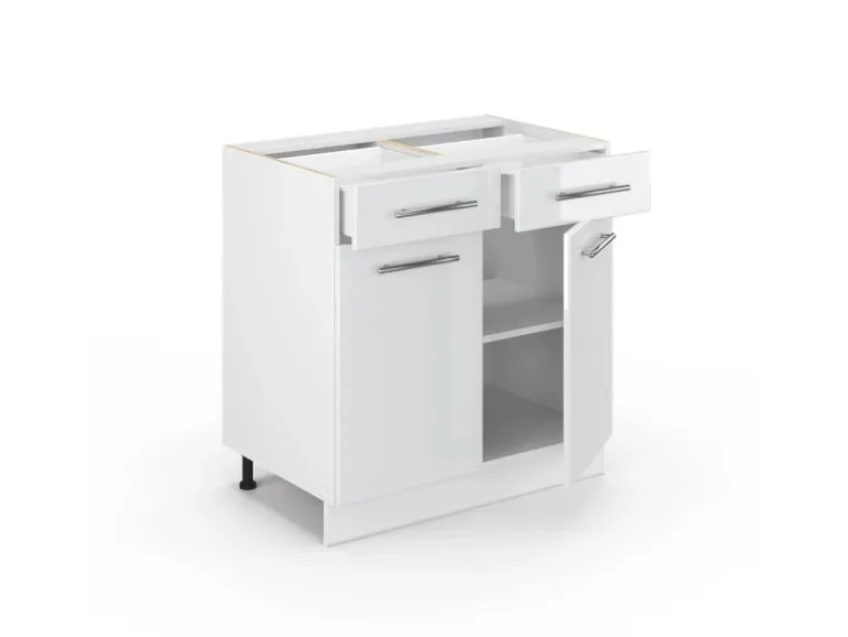 Vicco Küchenunterschrank Fame-Line Weiß Hochglanz/Weiß 80 cm ohne Arbeitsplatte