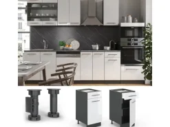 Vicco Küchenunterschrank Fame-Line Weiß Hochglanz/Anthrazit 40 cm AP Anthrazit