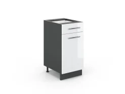 Vicco Küchenunterschrank Fame-Line Weiß Hochglanz/Anthrazit 40 cm ohne Arbeitsplatte