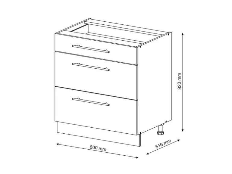 Vicco Küchenunterschrank Fame-Line Weiß Landhaus/Weiß 80 cm mit 3 Schubladen AP Eiche