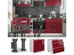 Vicco Küchenunterschrank Fame-Line Bordeaux Hochglanz/Weiß 80 cm mit 3 Schubladen ohne Arbeitsplatte