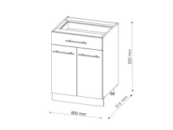 Vicco Küchenunterschrank Fame-Line Weiß Hochglanz/Weiß 60 cm mit Schublade ohne Arbeitsplatte