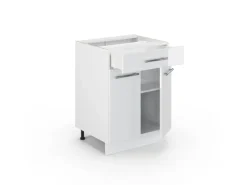 Vicco Küchenunterschrank Fame-Line Weiß Hochglanz/Weiß 60 cm mit Schublade ohne Arbeitsplatte