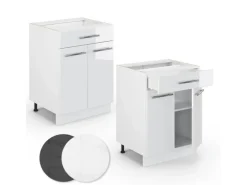 Vicco Küchenunterschrank Fame-Line Weiß Hochglanz/Weiß 60 cm mit Schublade ohne Arbeitsplatte