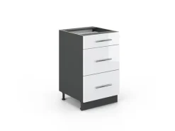 Vicco Küchenunterschrank Fame-Line Weiß Hochglanz/Anthrazit 50 cm ohne Arbeitsplatte