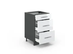 Vicco Küchenunterschrank Fame-Line Weiß Hochglanz/Anthrazit 50 cm ohne Arbeitsplatte