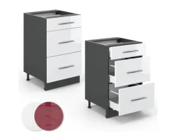 Vicco Küchenunterschrank Fame-Line Weiß Hochglanz/Anthrazit 50 cm ohne Arbeitsplatte