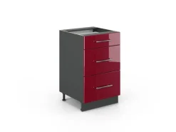 Vicco Küchenunterschrank Fame-Line Bordeaux Hochglanz/Anthrazit 50 cm ohne Arbeitsplatte
